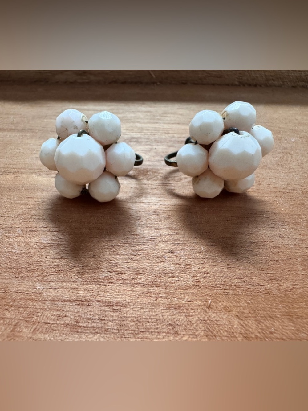 Light Pink Cluster Bead Screw back Earrings